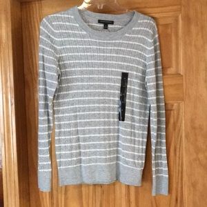 Medium grey and white striped cardigan